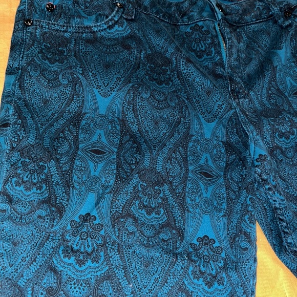 Sanctuary size 32 The Charmer aqua green paisley print jeans true to size - Picture 9 of 16